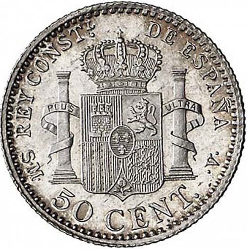 50 Céntimos Reverse Image minted in SPAIN in 1900 / 00 (1886-31  -  ALFONSO XIII)  - The Coin Database