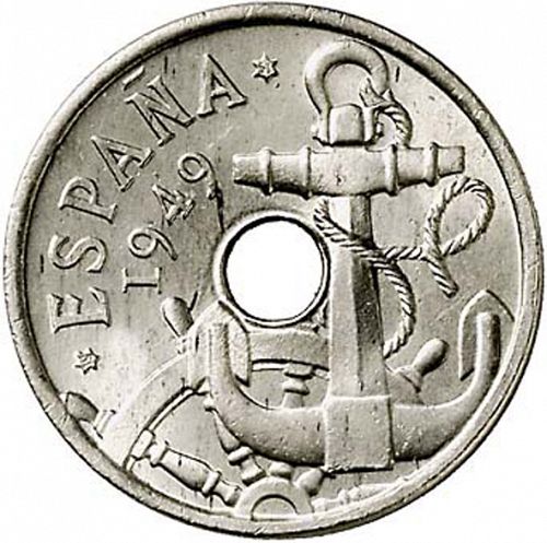 50 Céntimos Obverse Image minted in SPAIN in 1949 / 51 (1936-75  -  NATIONALIST GOVERMENT)  - The Coin Database