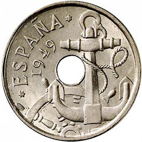 50 Céntimos Obverse Image minted in SPAIN in 1949 / 52 (1936-75  -  NATIONALIST GOVERMENT)  - The Coin Database