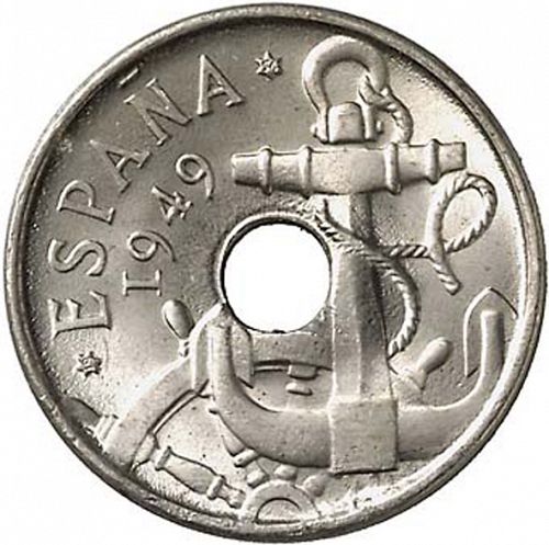 50 Céntimos Obverse Image minted in SPAIN in 1949 / 54 (1936-75  -  NATIONALIST GOVERMENT)  - The Coin Database