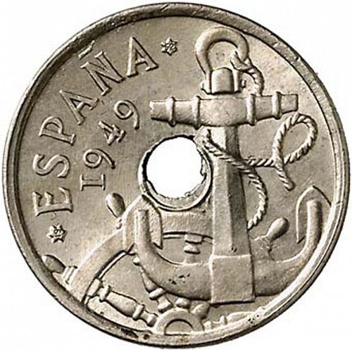 50 Céntimos Obverse Image minted in SPAIN in 1949 / 62 (1936-75  -  NATIONALIST GOVERMENT)  - The Coin Database