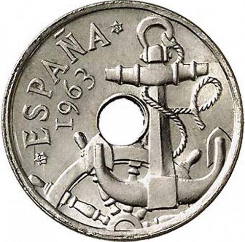 50 Céntimos Obverse Image minted in SPAIN in 1963 / 63 (1936-75  -  NATIONALIST GOVERMENT)  - The Coin Database