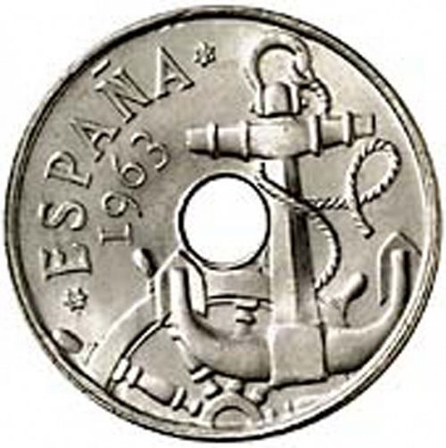 50 Céntimos Obverse Image minted in SPAIN in 1963 / 65 (1936-75  -  NATIONALIST GOVERMENT)  - The Coin Database