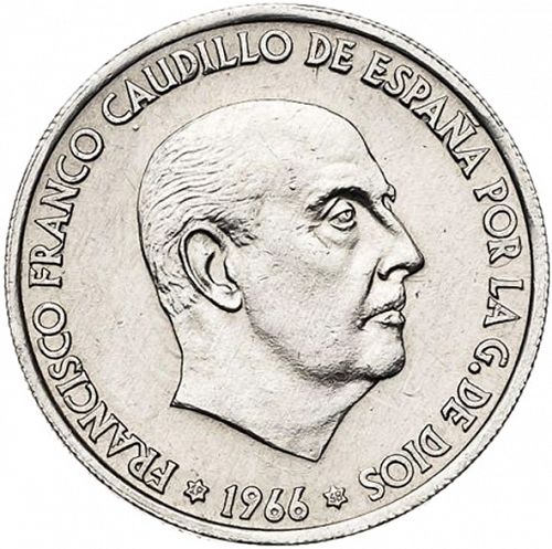 50 Céntimos Obverse Image minted in SPAIN in 1966 / 69 (1936-75  -  NATIONALIST GOVERMENT)  - The Coin Database