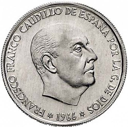 50 Céntimos Obverse Image minted in SPAIN in 1966 / 70 (1936-75  -  NATIONALIST GOVERMENT)  - The Coin Database