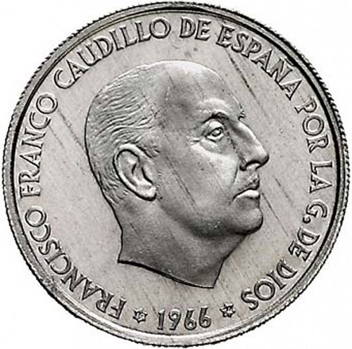 50 Céntimos Obverse Image minted in SPAIN in 1966 / 74 (1936-75  -  NATIONALIST GOVERMENT)  - The Coin Database