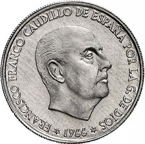 50 Céntimos Obverse Image minted in SPAIN in 1966 / 75 (1936-75  -  NATIONALIST GOVERMENT)  - The Coin Database