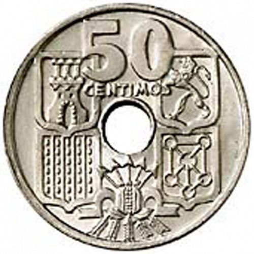 50 Céntimos Reverse Image minted in SPAIN in 1963 / 65 (1936-75  -  NATIONALIST GOVERMENT)  - The Coin Database
