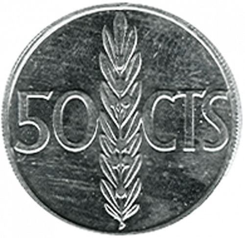 50 céntimos Reverse Image minted in SPAIN in 1975 / 76 (1975-82  -  JUAN CARLOS I)  - The Coin Database
