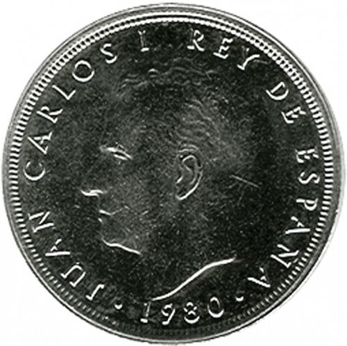 50 Pesetas Obverse Image minted in SPAIN in 1980 / 80 (1975-82  -  JUAN CARLOS I)  - The Coin Database