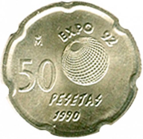 50 Pesetas Reverse Image minted in SPAIN in 1990 (1982-01  -  JUAN CARLOS I - New Design)  - The Coin Database