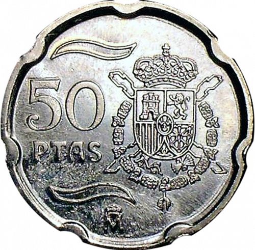 50 Pesetas Reverse Image minted in SPAIN in 2000 (1982-01  -  JUAN CARLOS I - New Design)  - The Coin Database