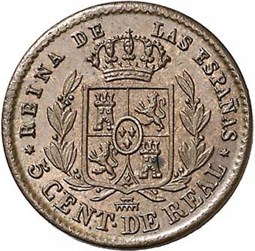5 Céntimos Real Reverse Image minted in SPAIN in 1860 (1849-64  -  ISABEL II - Decimal Coinage)  - The Coin Database