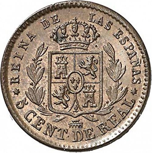 5 Céntimos Real Reverse Image minted in SPAIN in 1862 (1849-64  -  ISABEL II - Decimal Coinage)  - The Coin Database