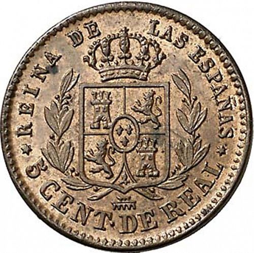 5 Céntimos Real Reverse Image minted in SPAIN in 1863 (1849-64  -  ISABEL II - Decimal Coinage)  - The Coin Database