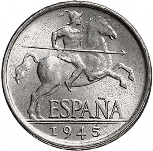 5 Céntimos Obverse Image minted in SPAIN in 1945 (1936-75  -  NATIONALIST GOVERMENT)  - The Coin Database