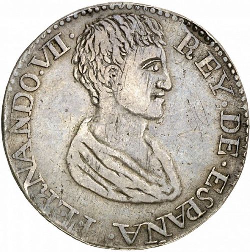 5 Pesetas Obverse Image minted in SPAIN in 1809 (1808-33  -  FERNANDO VII - Local coinage)  - The Coin Database