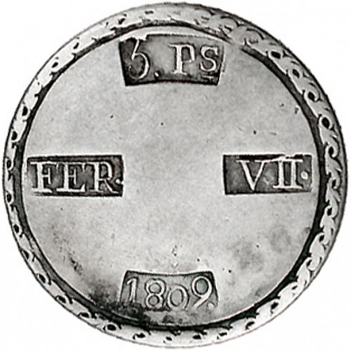 5 Pesetas Obverse Image minted in SPAIN in 1809 (1808-33  -  FERNANDO VII - Local coinage)  - The Coin Database