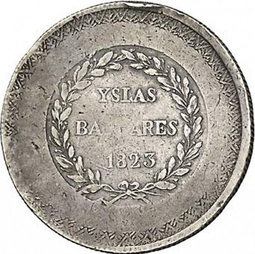 5 Pesetas Obverse Image minted in SPAIN in 1823 (1808-33  -  FERNANDO VII - Local coinage)  - The Coin Database