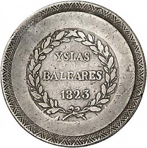 5 Pesetas Obverse Image minted in SPAIN in 1823 (1808-33  -  FERNANDO VII - Local coinage)  - The Coin Database