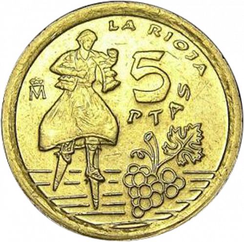 5 Pesetas Obverse Image minted in SPAIN in 1996 (1982-01  -  JUAN CARLOS I - New Design)  - The Coin Database