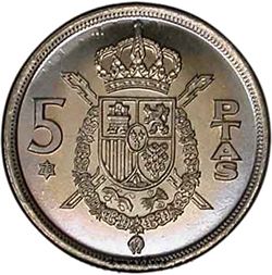 5 Pesetas Reverse Image minted in SPAIN in 1975 / 76 (1975-82  -  JUAN CARLOS I)  - The Coin Database