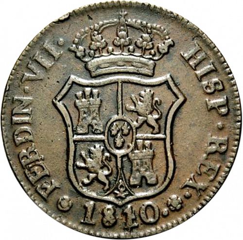 6 Cuartos Obverse Image minted in SPAIN in 1810 (1808-33  -  FERNANDO VII - Local coinage)  - The Coin Database