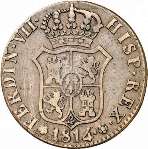 6 Cuartos Obverse Image minted in SPAIN in 1814 (1808-33  -  FERNANDO VII - Local coinage)  - The Coin Database