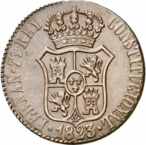 6 Cuartos Obverse Image minted in SPAIN in 1823 (1808-33  -  FERNANDO VII - Local coinage)  - The Coin Database
