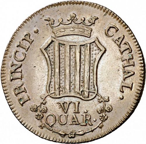 6 Cuartos Reverse Image minted in SPAIN in 1811 (1808-33  -  FERNANDO VII - Local coinage)  - The Coin Database