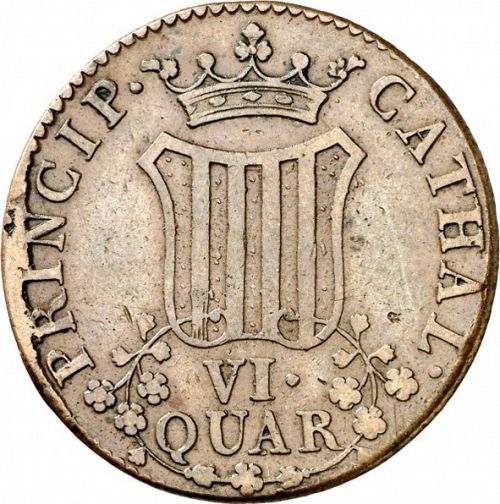 6 Cuartos Reverse Image minted in SPAIN in 1814 (1808-33  -  FERNANDO VII - Local coinage)  - The Coin Database
