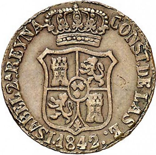 6 Cuartos Obverse Image minted in SPAIN in 1842 (1833-48  -  ISABEL II - Catalonia Principality)  - The Coin Database