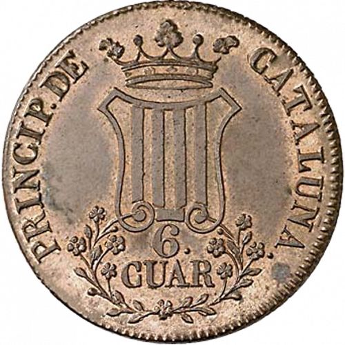 6 Cuartos Reverse Image minted in SPAIN in 1836 (1833-48  -  ISABEL II - Catalonia Principality)  - The Coin Database