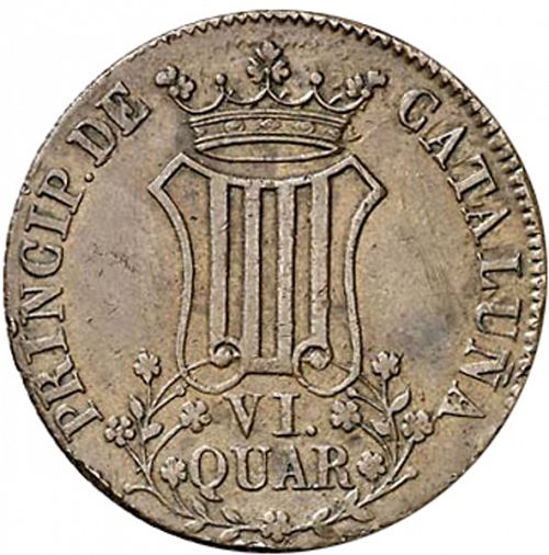 6 Cuartos Reverse Image minted in SPAIN in 1836 (1833-48  -  ISABEL II - Catalonia Principality)  - The Coin Database