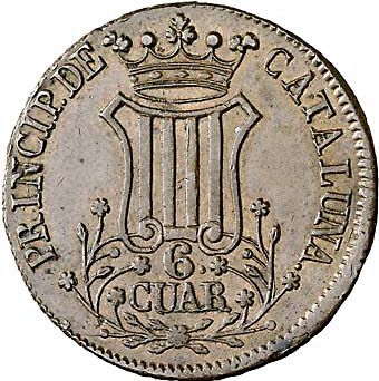 6 Cuartos Reverse Image minted in SPAIN in 1841 (1833-48  -  ISABEL II - Catalonia Principality)  - The Coin Database