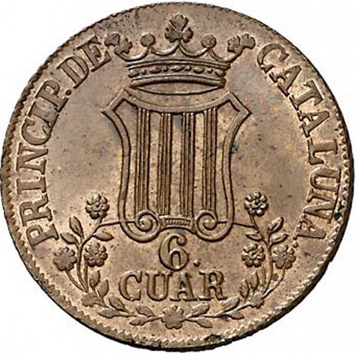6 Cuartos Reverse Image minted in SPAIN in 1846 (1833-48  -  ISABEL II - Catalonia Principality)  - The Coin Database