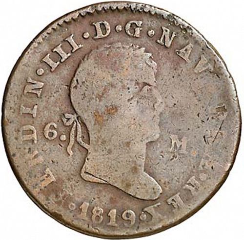 6 Maravedies Obverse Image minted in SPAIN in 1819 (1808-33  -  FERNANDO VII)  - The Coin Database
