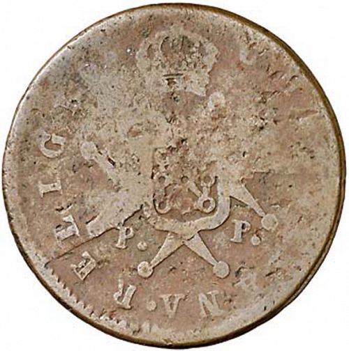 6 Maravedies Reverse Image minted in SPAIN in 1819 (1808-33  -  FERNANDO VII)  - The Coin Database