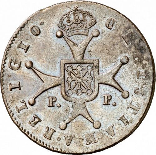 6 Maravedies Reverse Image minted in SPAIN in 1819 (1808-33  -  FERNANDO VII)  - The Coin Database