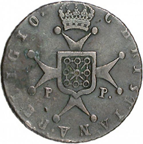 6 Maravedies Reverse Image minted in SPAIN in 1820 (1808-33  -  FERNANDO VII)  - The Coin Database