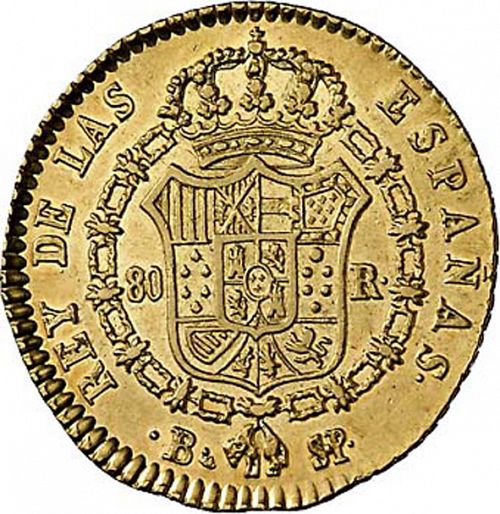 80 Reales Reverse Image minted in SPAIN in 1822SP (1821-33  -  FERNANDO VII - Vellon Coinage)  - The Coin Database
