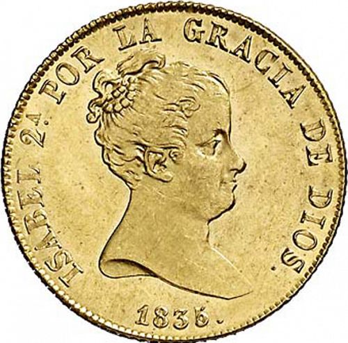 80 Reales Obverse Image minted in SPAIN in 1835CR (1833-48  -  ISABEL II)  - The Coin Database