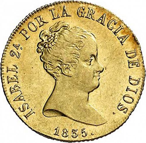 80 Reales Obverse Image minted in SPAIN in 1835DR (1833-48  -  ISABEL II)  - The Coin Database