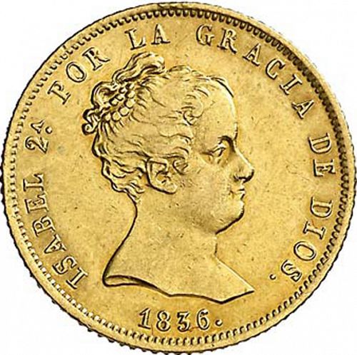 80 Reales Obverse Image minted in SPAIN in 1836CR (1833-48  -  ISABEL II)  - The Coin Database