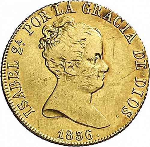 80 Reales Obverse Image minted in SPAIN in 1836DR (1833-48  -  ISABEL II)  - The Coin Database