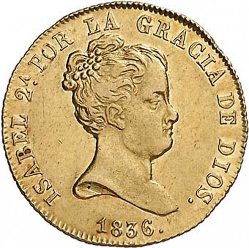 80 Reales Obverse Image minted in SPAIN in 1836PS (1833-48  -  ISABEL II)  - The Coin Database