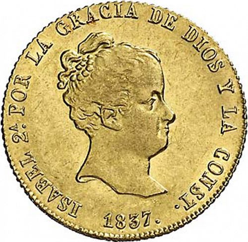 80 Reales Obverse Image minted in SPAIN in 1837DR (1833-48  -  ISABEL II)  - The Coin Database