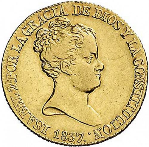 80 Reales Obverse Image minted in SPAIN in 1837PS (1833-48  -  ISABEL II)  - The Coin Database