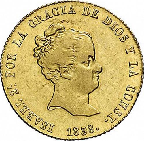80 Reales Obverse Image minted in SPAIN in 1838DR (1833-48  -  ISABEL II)  - The Coin Database