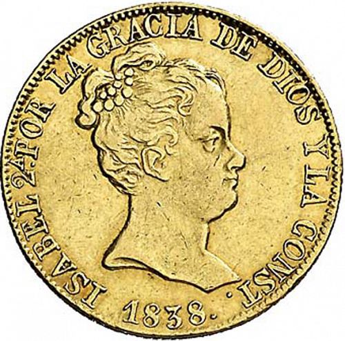 80 Reales Obverse Image minted in SPAIN in 1838PS (1833-48  -  ISABEL II)  - The Coin Database